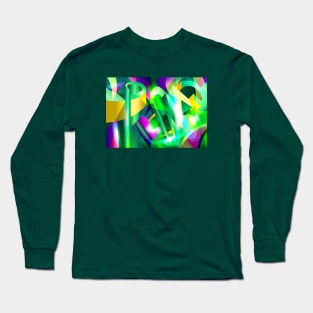 GREEN-ACID Cubism Abstract Digital Art # 07 Long Sleeve T-Shirt